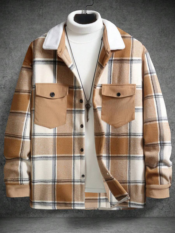 Herren Karo-Flanelljacke mit zwei Brusttaschen und weichem Kragen Echoarchiv