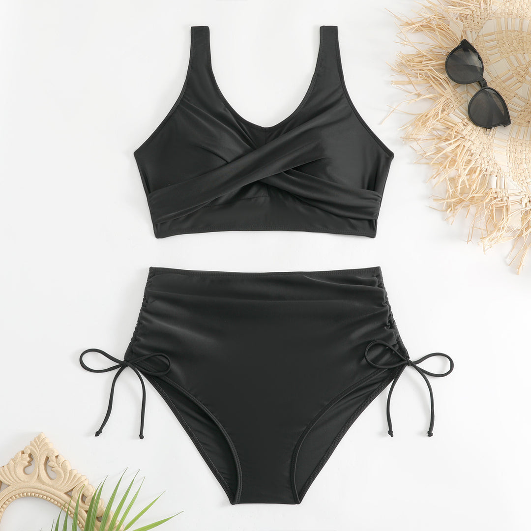 Damen Bikini-Set mit schickem Wickeloberteil und hoch taillierten Höschen Echo Archiv