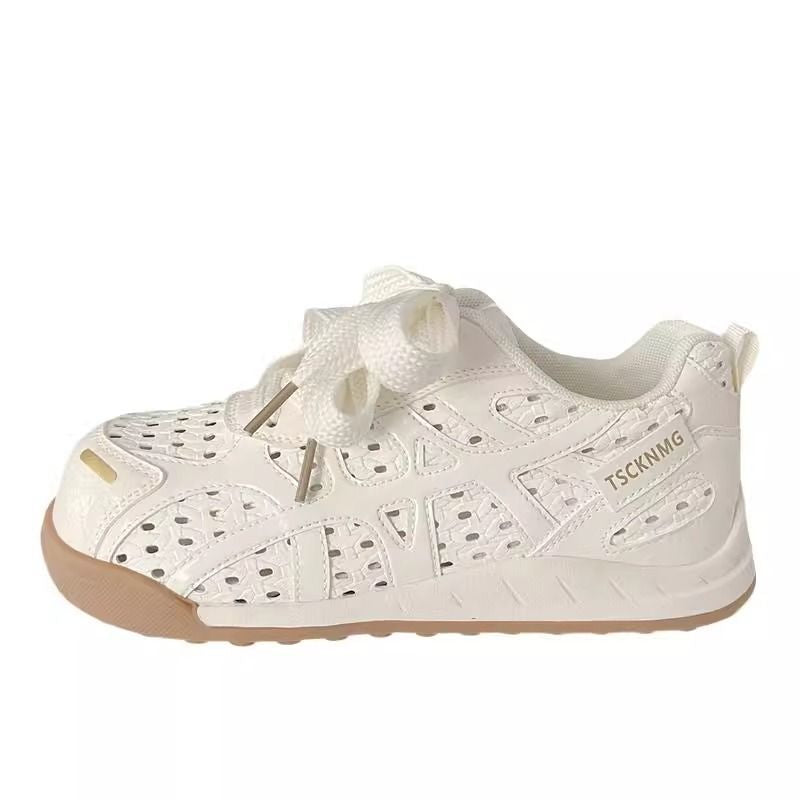 Damen Sportliche Plateau‑Sneaker mit perforiertem Obermaterial und dekorativen Schleifen – Névara