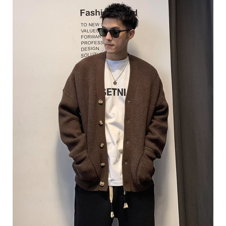 Herren Moderne Strickjacke mit Knopfleiste Echoarchiv