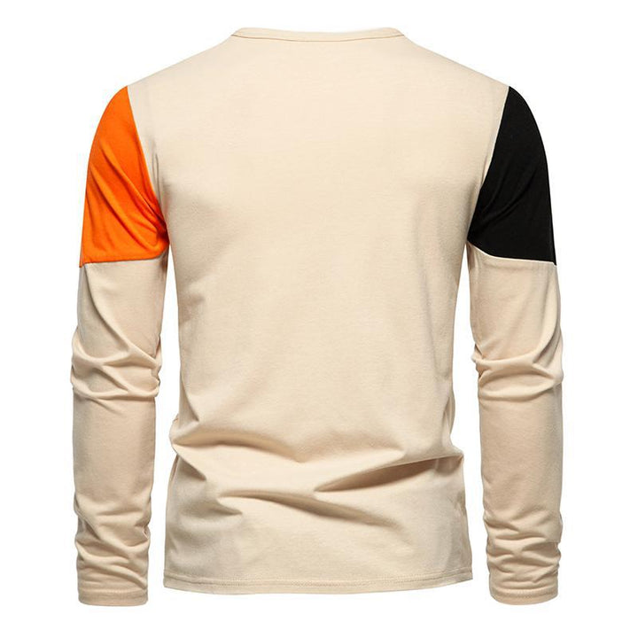 Herren Langarm T-Shirt mit modernem Farbblockdesign Echoarchiv