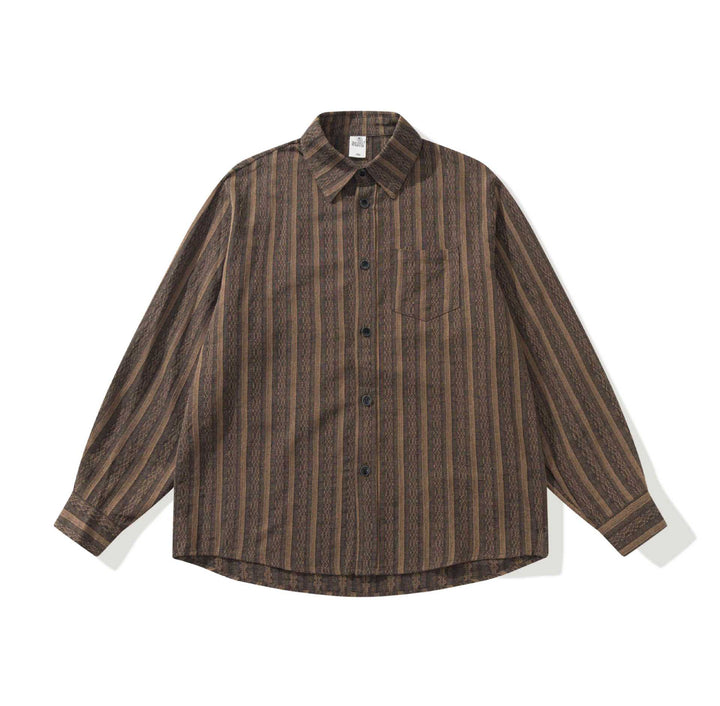 Unisex Lockeres Overshirt aus Leinenmischung mit Struktur und Brusttasche Echoarchiv