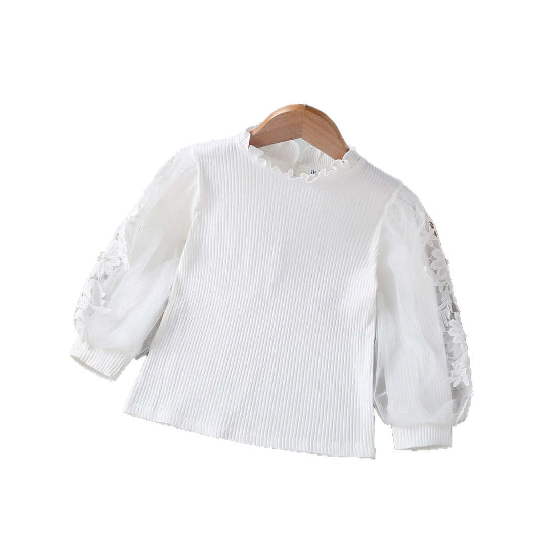 Mädchen Bluse mit Puffärmeln und floralem Spitzenbesatz Echo Archiv