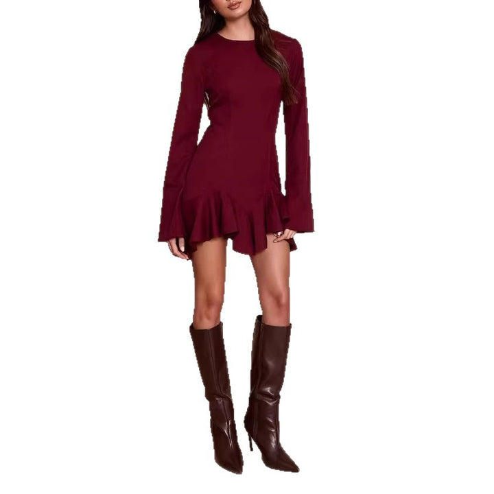 Damen Elegantes Wickelkleid mit Rüschensaum Echo Archiv