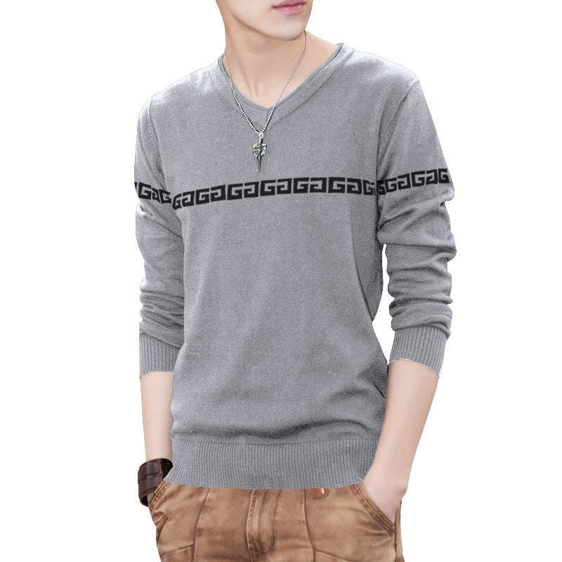 Herren Pullover mit V-Ausschnitt und dekorativem Muster Echoarchiv