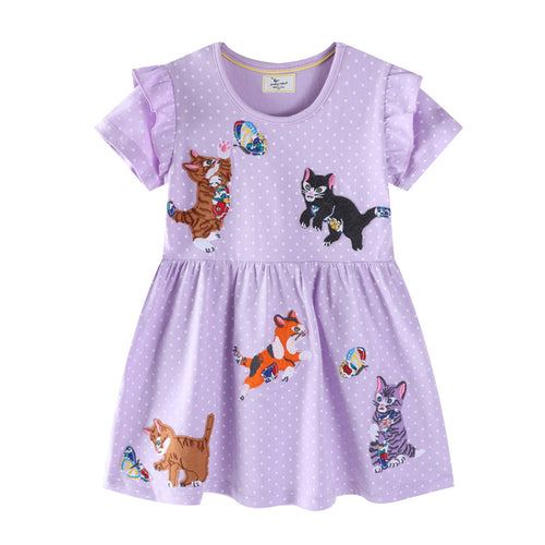 Mädchen Freizeitkleid mit zauberhaften Katzenmotiven Echo Archiv