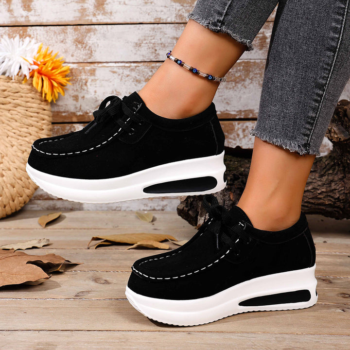 Damen Velours‑Mokassin‑Plateau‑Sneaker mit verstecktem Keil und gepolstertem Komfortfußbett Echo Archiv