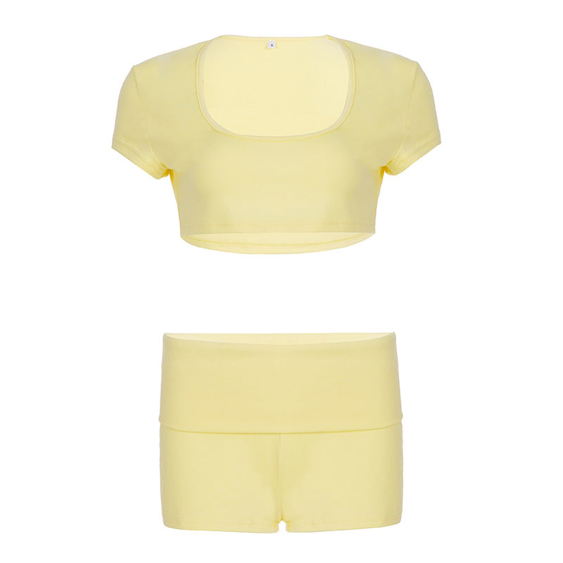 Damen komfortables Zweiteiliges Sport-Set mit Crop-Top und Shorts Echo Archiv