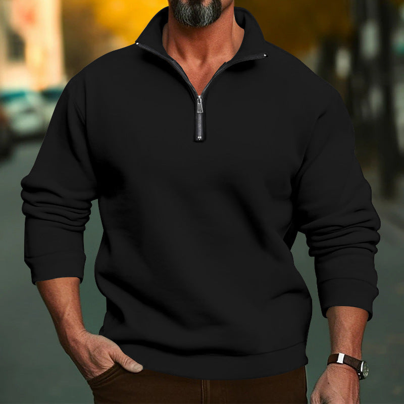 Herren Sweatshirt mit halblangem Reißverschluss und weichem Innenfutter – Marzano