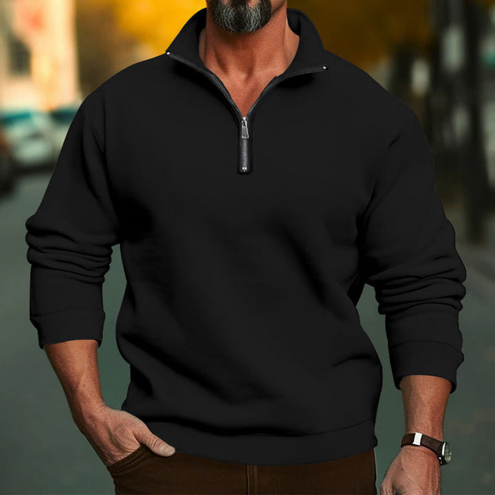 Herren Sweatshirt mit halblangem Reißverschluss und weichem Innenfutter – Marzano