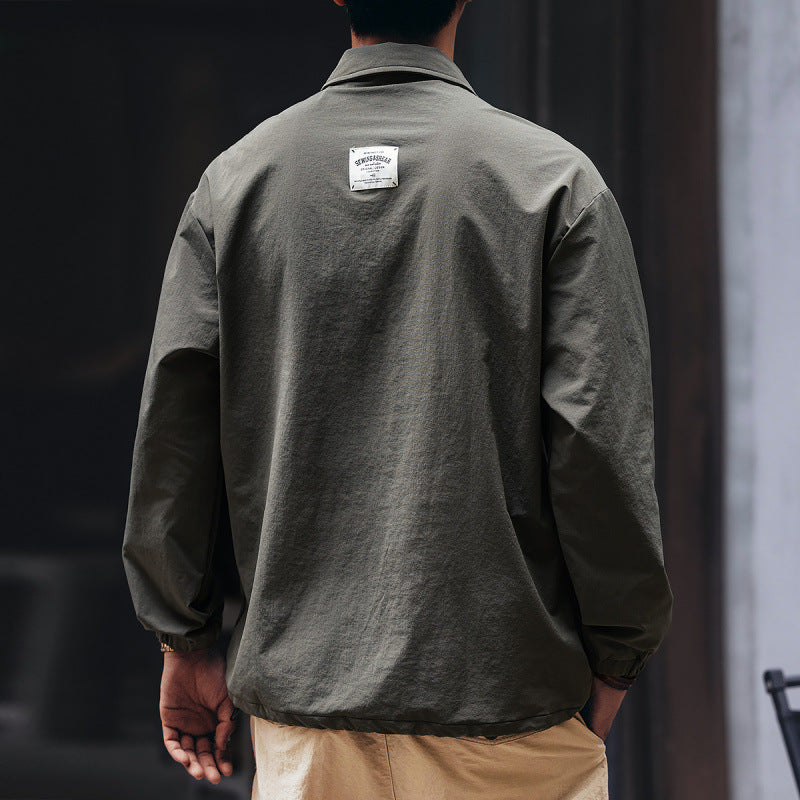 Herren Utility-Halbzip-Pullover mit Hemdkragen und Kängurutaschen Echoarchiv