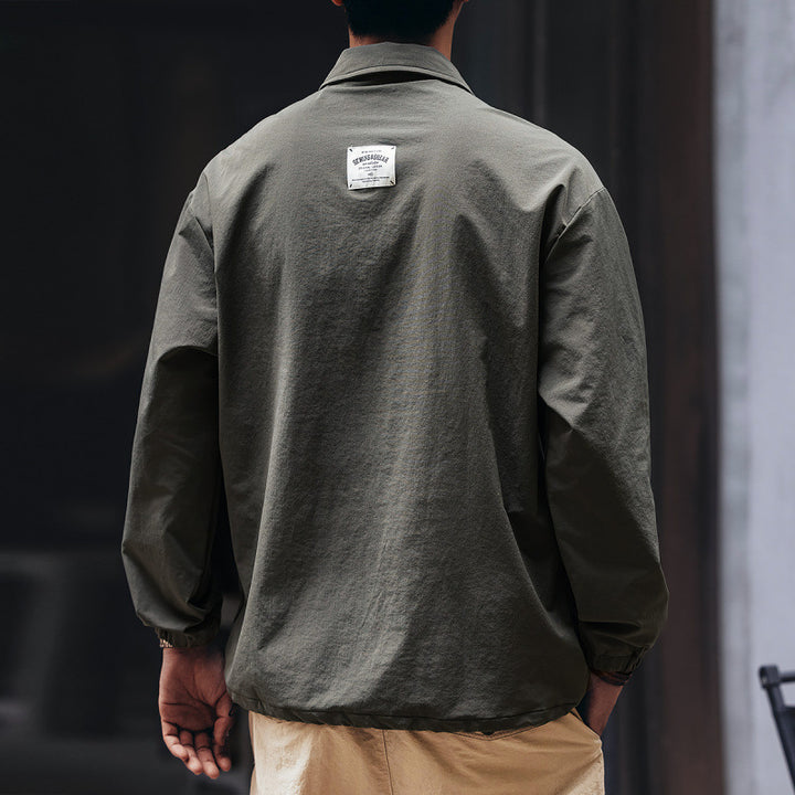 Herren Utility-Halbzip-Pullover mit Hemdkragen und Kängurutaschen Echoarchiv
