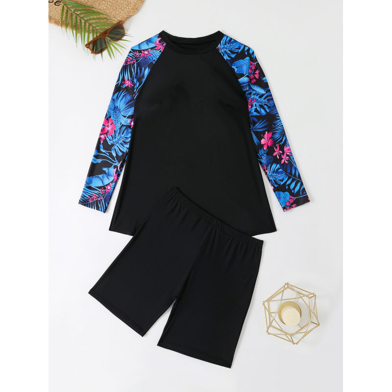 Damen UV-Schutz Schwimmanzug mit langen Ärmeln und Shorts Echo Archiv