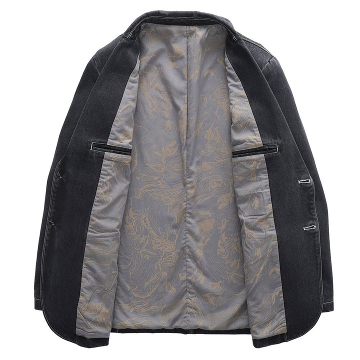 Herren Jeansblazer im Vintage‑Look mit Kontrastnaht und aufgesetzten Taschen – Tianoro