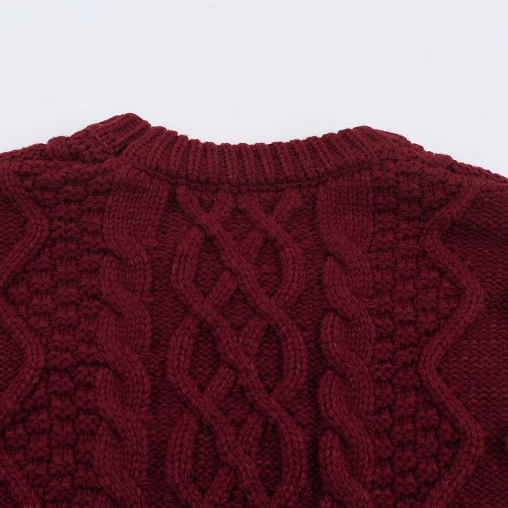 Damen Grobgestrickter Zopfstrick-Pullover mit Rundhals und Textur-Mix Echoarchiv