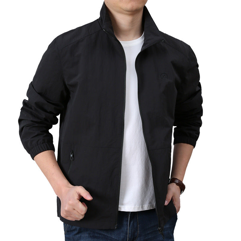 Herren Leichte Windjacke mit Stehkragen, elastischen Bündchen und verdecktem Reißverschluss Echo Archiv
