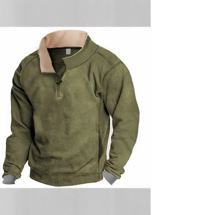 Herren Fleece-Pullover mit durchgehendem Reißverschluss und kontrastierendem Kragen Echoarchiv