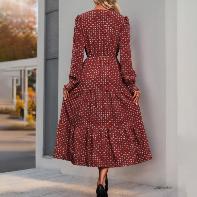 Damen Elegantes Midi-Kleid mit Rüschen und Bindeband Echo Archiv
