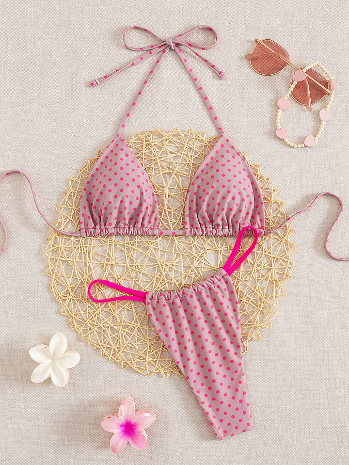 Damen Triangel-Bikini mit verspielt gepunktetem Design und verstellbaren Trägern Echo Archiv