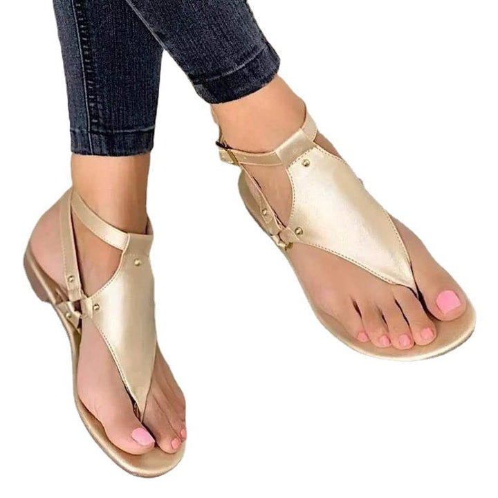 Damen T‑Riemen Sandalen mit Knöchelriemen, Veloursoptik und flacher Komfortsohle Echo Archiv