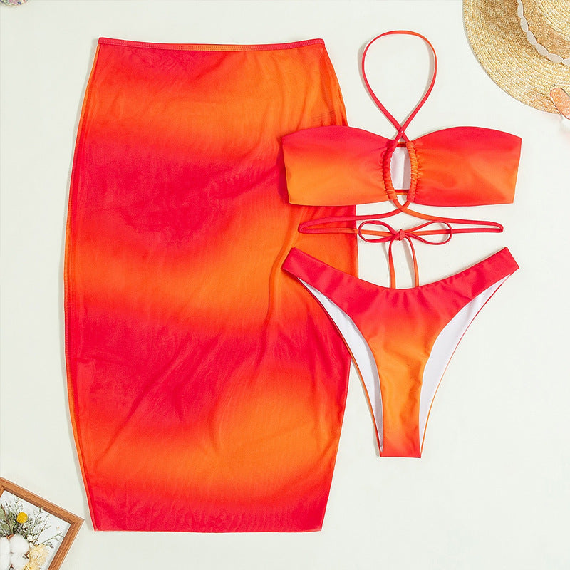 Damen Set mit modischem Bandeau-Oberteil und schulterfreier Maxi-Rock Echo Archiv