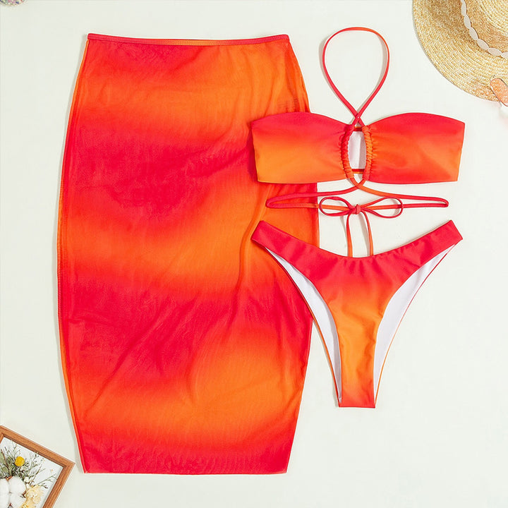 Damen Set mit modischem Bandeau-Oberteil und schulterfreier Maxi-Rock Echo Archiv