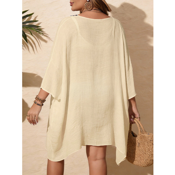 Damen Strandkaftan mit bunten Häkelelementen und V-Ausschnitt Echo Archiv