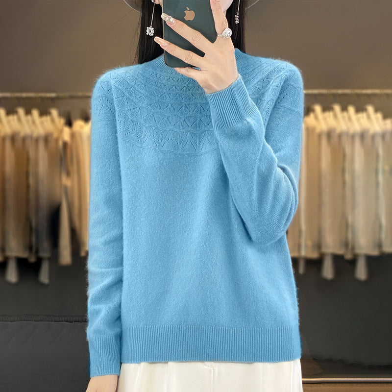 Damen Kuscheliger Mohair‑Optik Pullover mit Zierstruktur am Oberteil und Stehkragen Echoarchiv