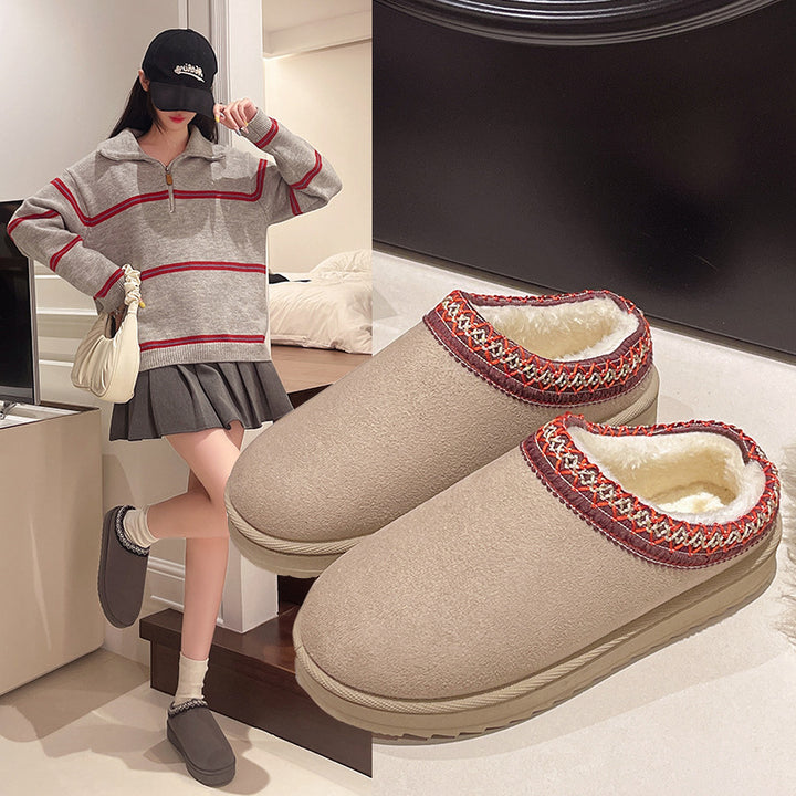 Damen Gefütterte Slipper‑Mules mit Teddyfutter und geflochtenem Saum Echo Archiv