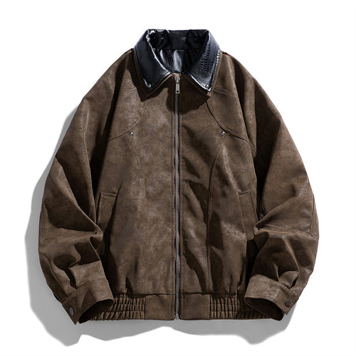 Herren Modische Kunstlederjacke mit Stehkragen Echo Archiv