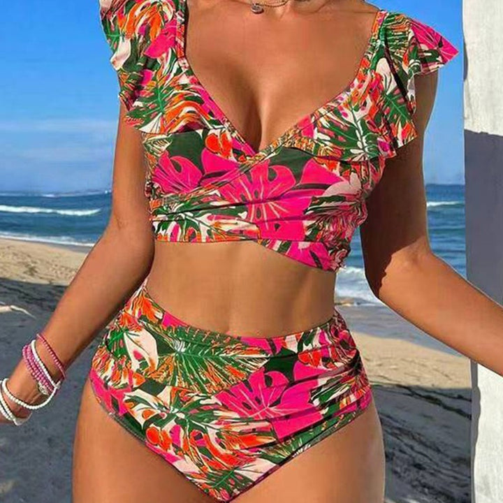 Damen Cropped Bikini-Set mit verspieltem Rüschendesign und elegantem Bindeträgersystem Echo Archiv