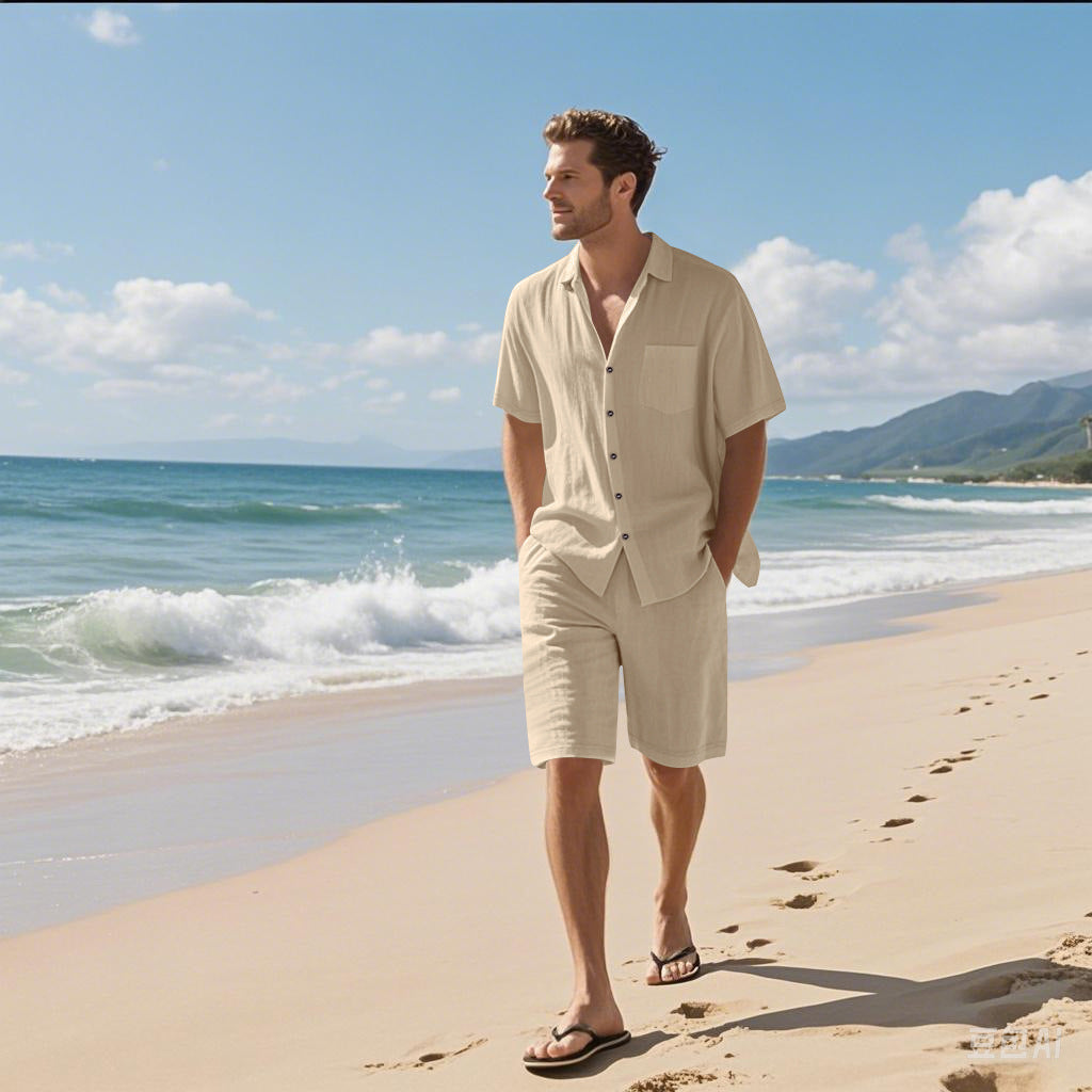 Herren Freizeitoberteil mit Kurzarmhemd und Shorts Echoarchiv
