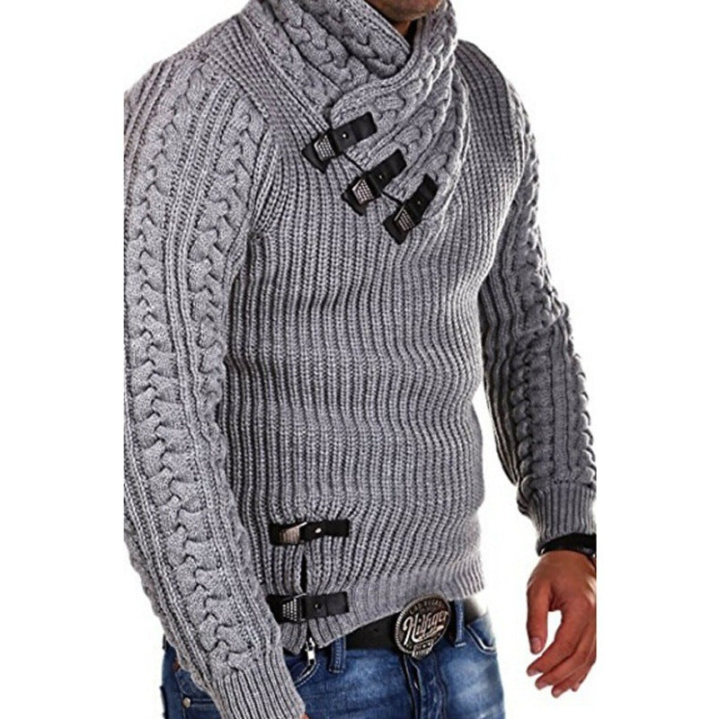 Herren stylischer Strickpullover mit asymmetrischem Kragen Echoarchiv