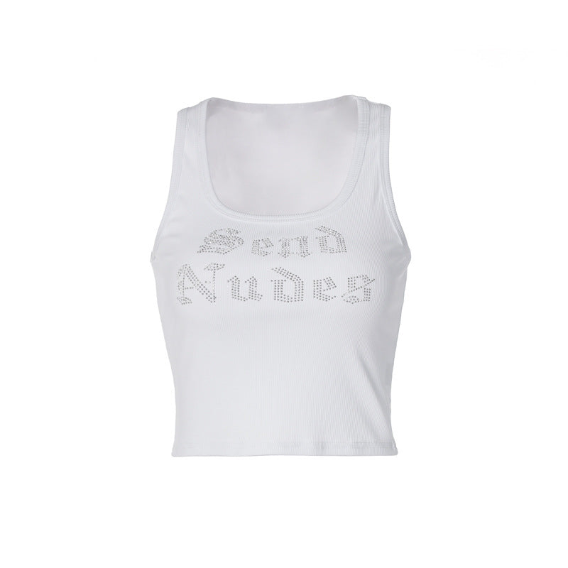 Damen Crop-Top mit funkelndem Schriftzug Echo Archiv
