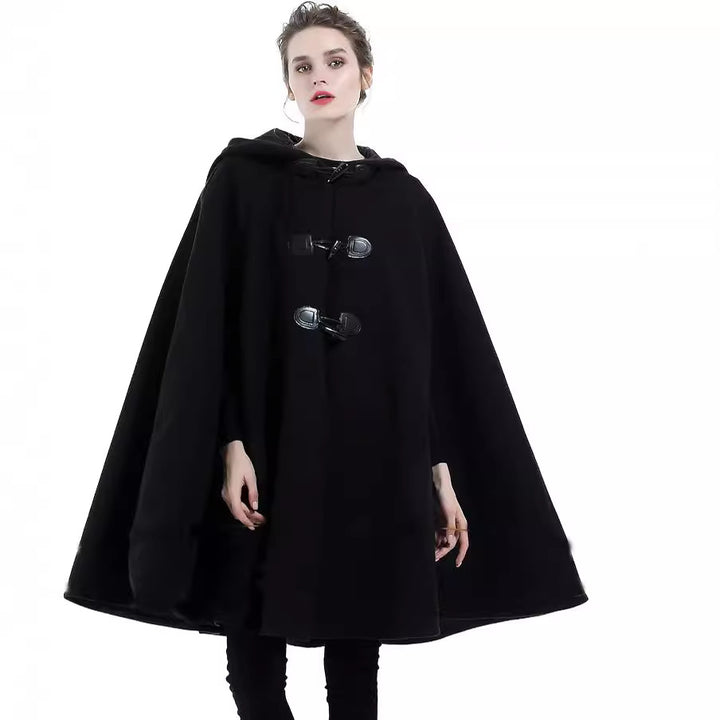 Damen Cape-Mantel mit Kapuze und Knebelverschlüssen Echoarchiv