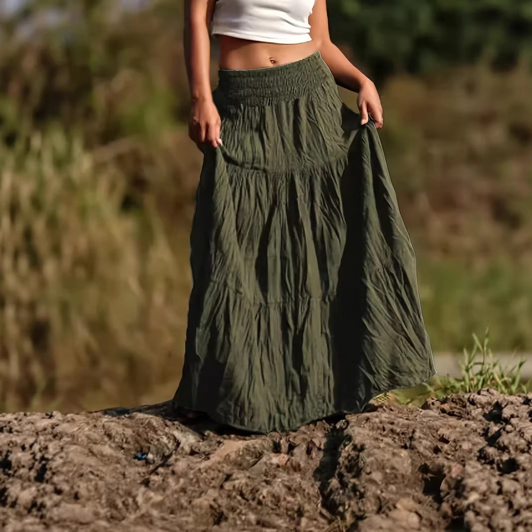 Damen Maxirock mit Stufen, gerafftem Smokbund und luftigem Crinkle-Stoff Echo Archiv