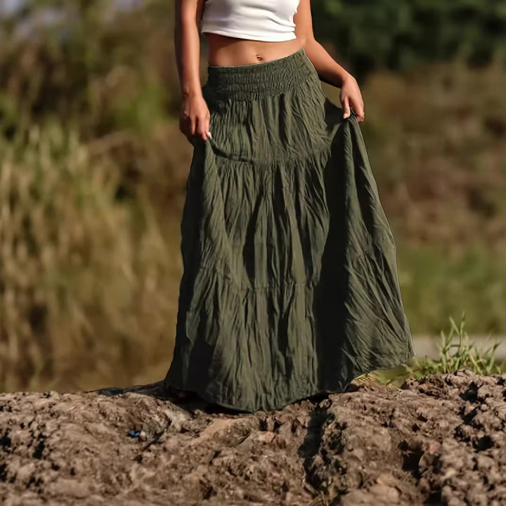 Damen Maxirock mit Stufen, gerafftem Smokbund und luftigem Crinkle-Stoff Echo Archiv