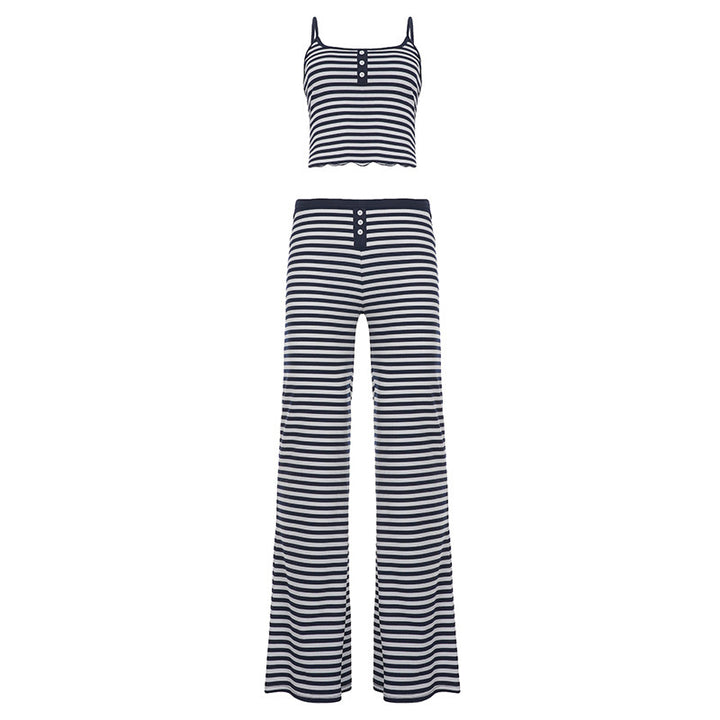 Damen Freizeit-Set mit gestreiftem Design und hohem Bund Echo Archiv