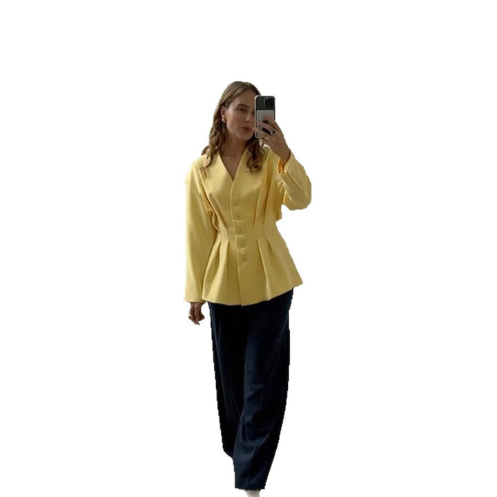 Damen Taillierter Blazer mit Kellerfalten und schwingendem Peplum Echoarchiv
