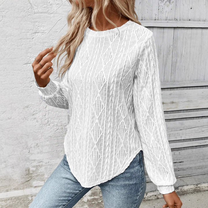 Damen Strukturierte Ajour‑Strickbluse mit Rundhals und legerer Silhouette Echoarchiv
