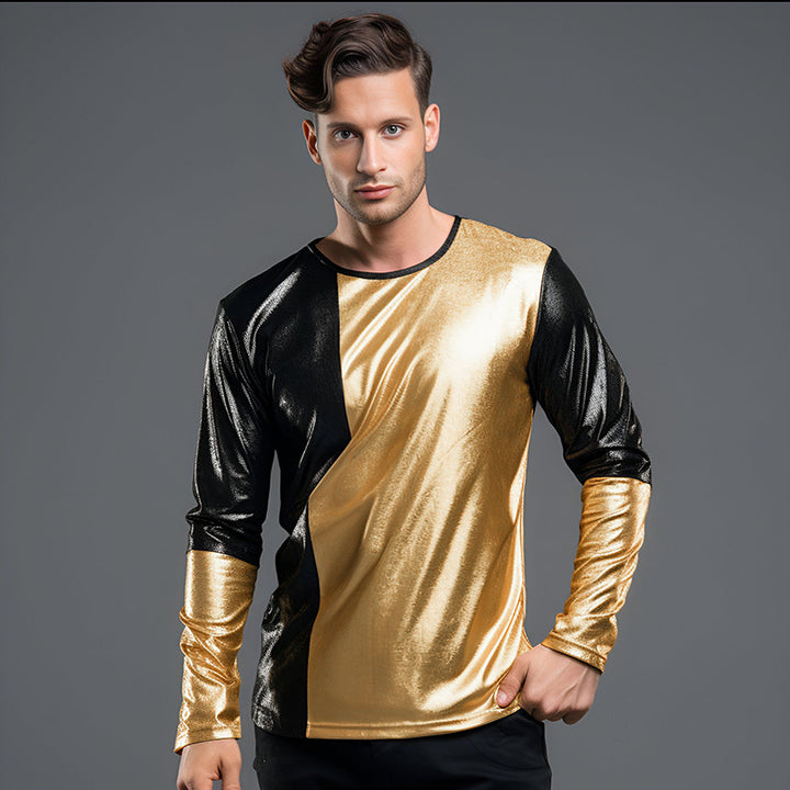 Herren Modisches Metallic Langarmshirt mit eleganten Kontrasten Echoarchiv