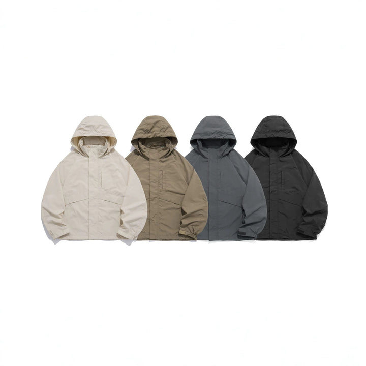 Unisex Weite wasserabweisende Kapuzenparka mit verdeckter Reißverschlussblende und Klappentaschen Echoarchiv