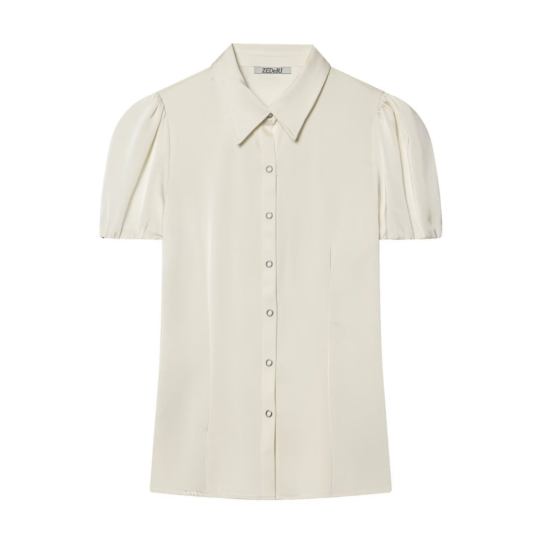 Damenbluse mit kurzen Puffärmeln und eleganter Knopfleiste Echo Archiv
