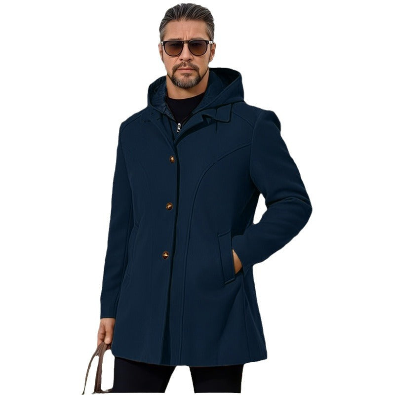 Herren elegante Übergangsjacke mit Kapuze und ausgestellten Abnähern Echoarchiv