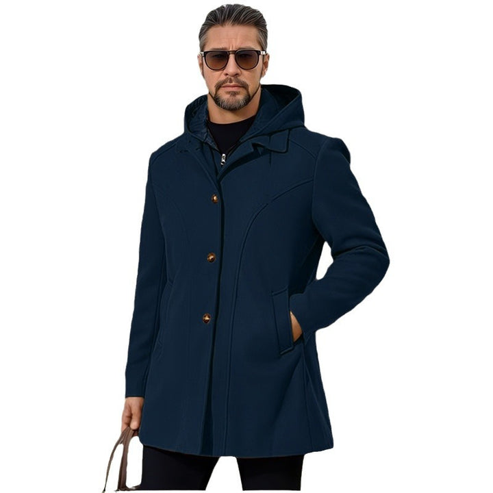 Herren elegante Übergangsjacke mit Kapuze und ausgestellten Abnähern Echoarchiv