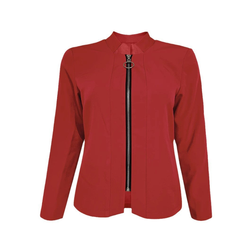 Damen Echoarchivrne Blazerjacke mit Asymmetrischem Reißverschluss und Figurbetontem Schnitt Echoarchiv