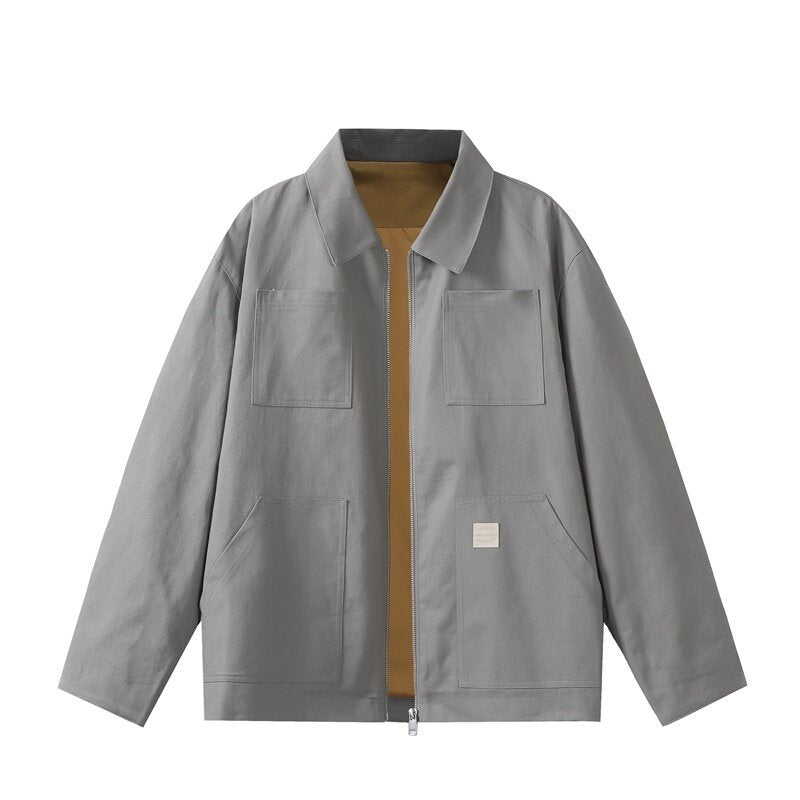 Herren Utility-Worker-Jacke mit durchgehendem Reißverschluss, aufgesetzten Taschen und geradem Schnitt Echoarchiv