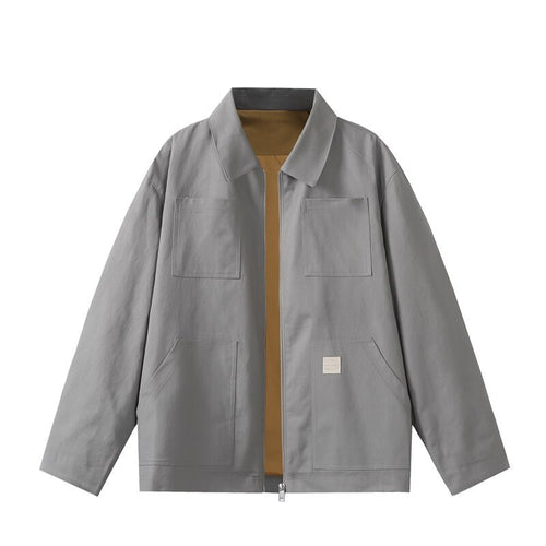 Herren Utility-Worker-Jacke mit durchgehendem Reißverschluss, aufgesetzten Taschen und geradem Schnitt Echoarchiv