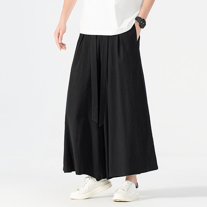 Damen Culotte-Style Hosenrock mit weitem Bein und Bindegürtel Echoarchiv