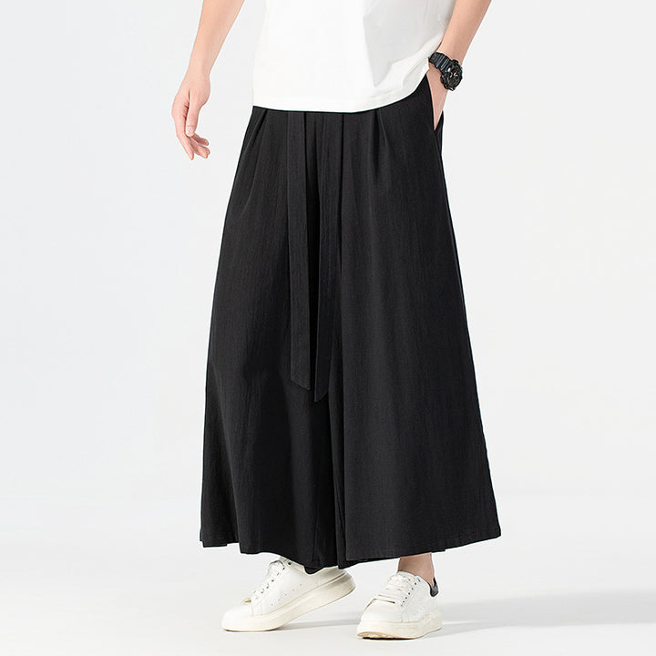 Damen Culotte-Style Hosenrock mit weitem Bein und Bindegürtel Echoarchiv